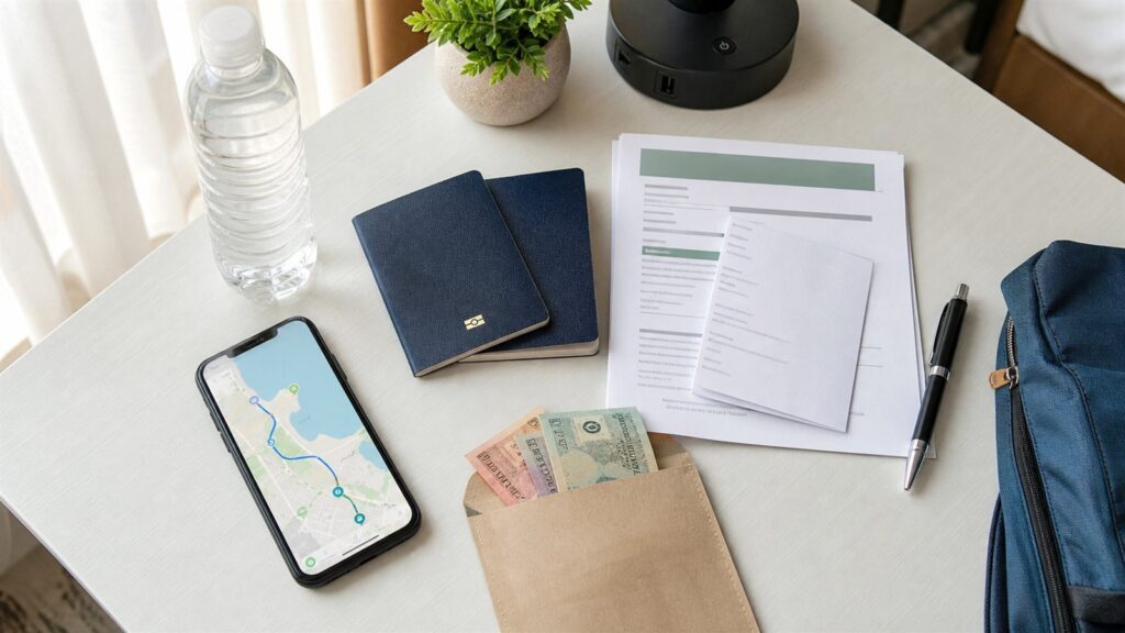 Da Nang visa run document checklist with passport e-visa and route map